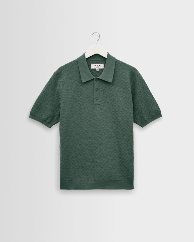 Naples - Sea Green Retro Diamond Knitted Polo