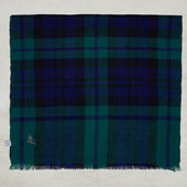 Narrow Tartan Cashmere Scarf In Green And