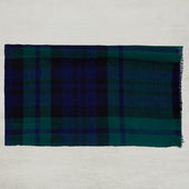 Narrow Tartan Cashmere Scarf In Green And