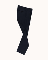 Relaxed Single Pleat Trouser - Navy Cotton Drill