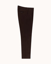 Relaxed Single Pleat Trouser Dark Brown Cotton Canvas