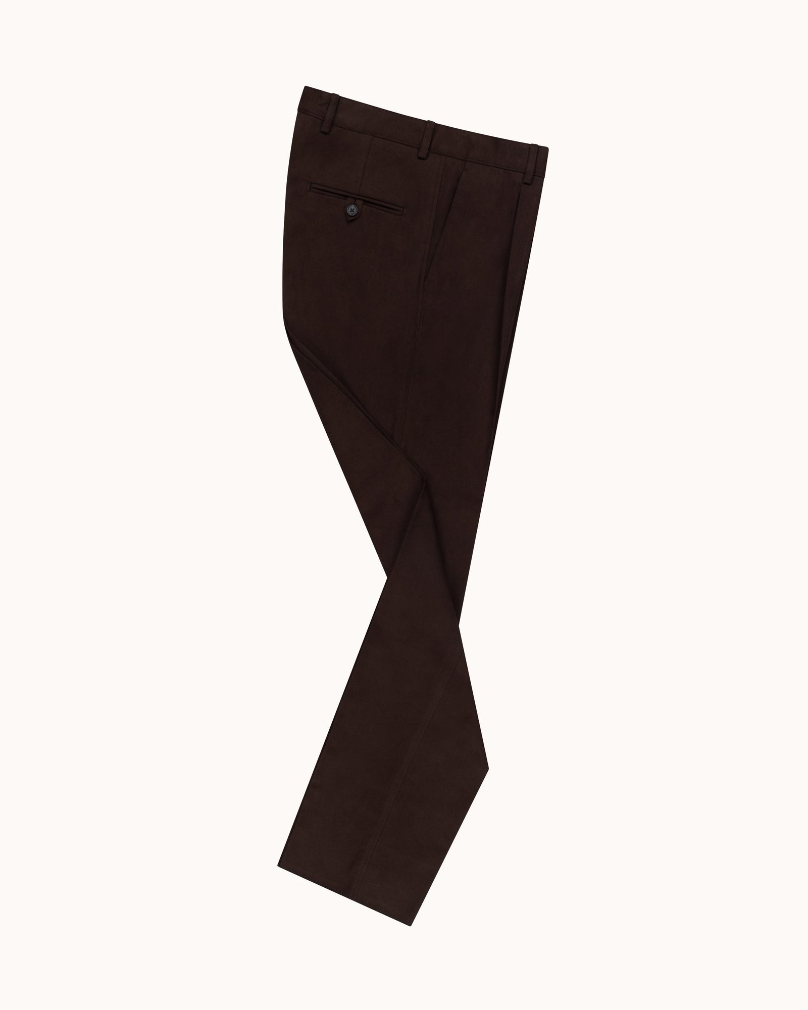 Relaxed Single Pleat Trouser Dark Brown Cotton Canvas