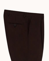 Relaxed Single Pleat Trouser Dark Brown Cotton Canvas