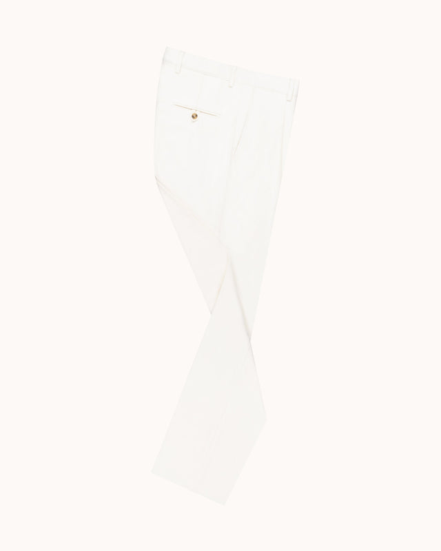 Relaxed Single Pleat Trouser - Off-White Cotton Canvas
