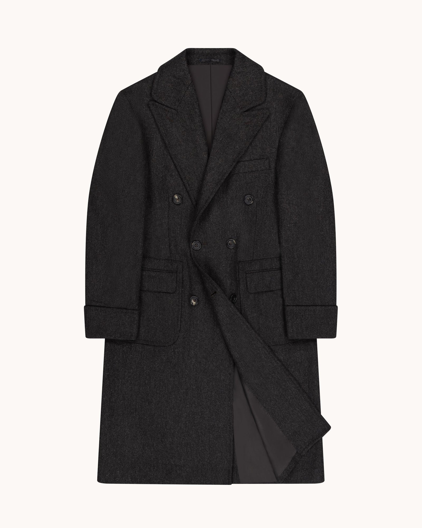 Double Breasted Overcoat Twill Wool Cashmere