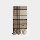 Natural Alba Tartan Narrow Width Cashmere Scarf
