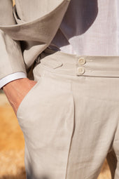 Natural Herringbone Double Breasted Suit Made In Italy