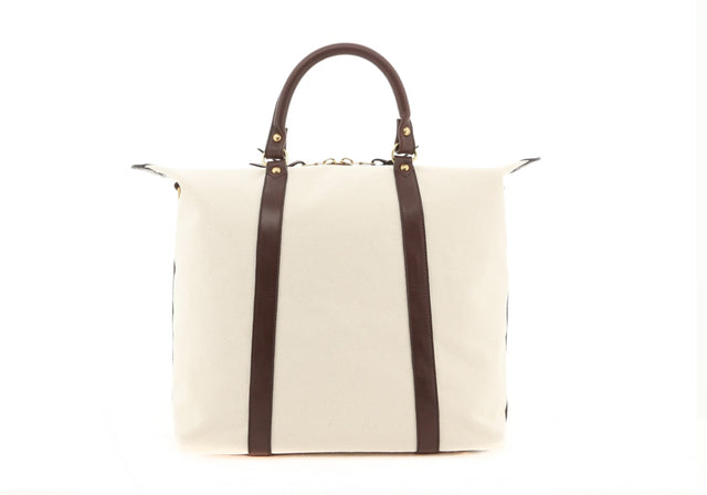 Hampton Tote - Natural Canvas / Chocolate Trim