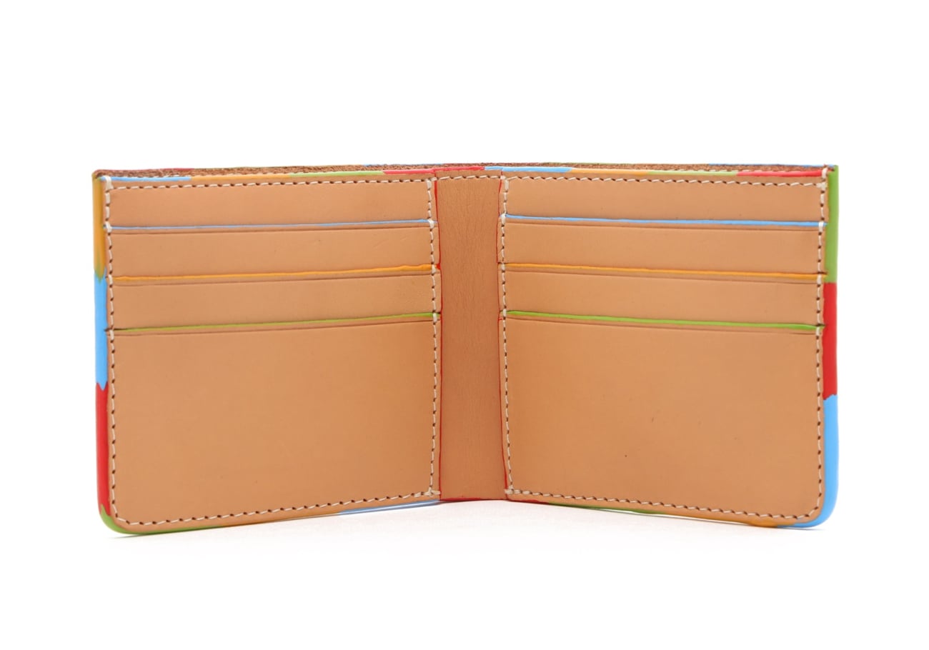 Bifold Wallet Natural Multi Color Edges Harness Leather
