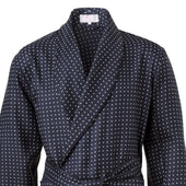 And White Spot Silk Dressing Gown