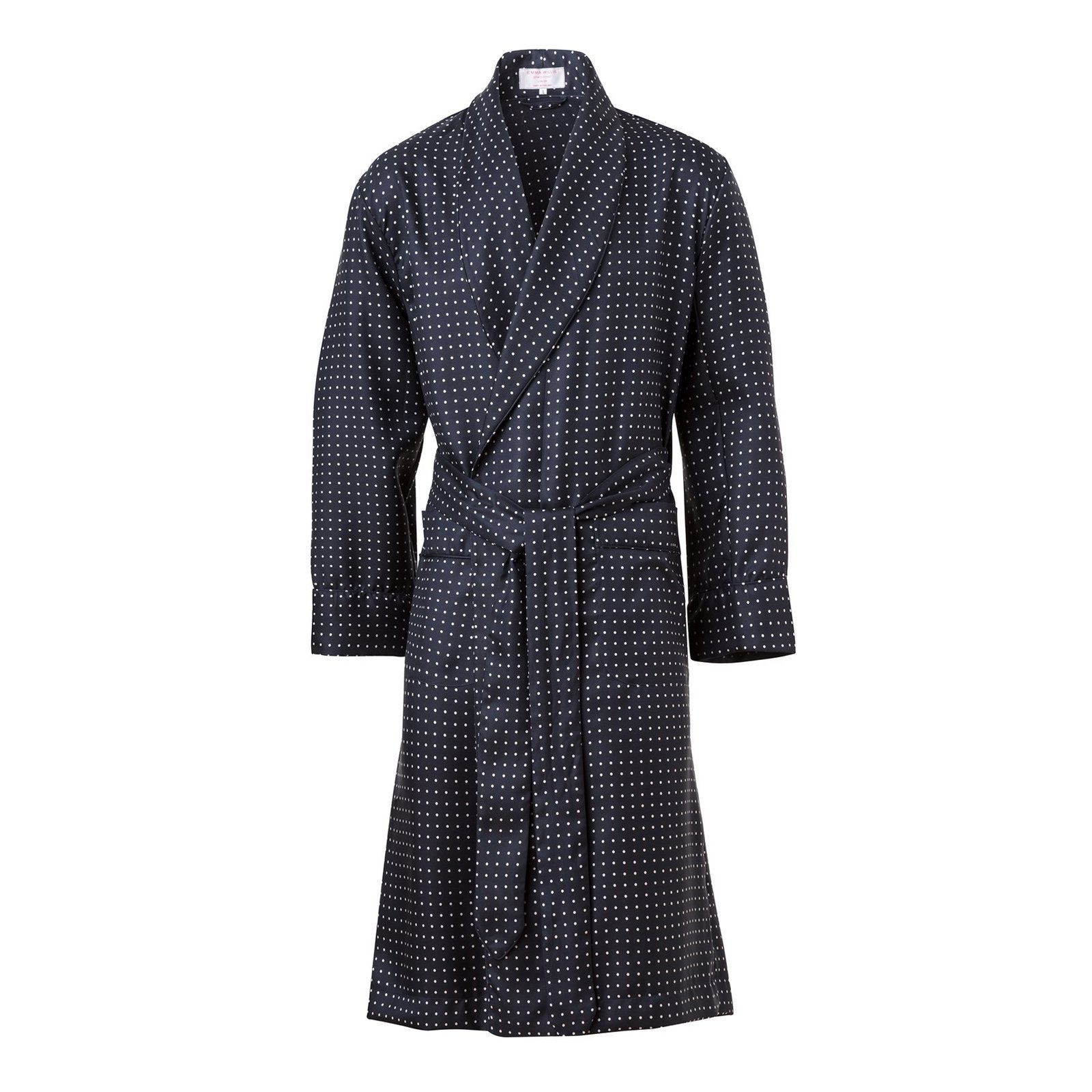 And White Spot Silk Dressing Gown