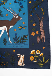 Navy Antelope Silk Pocket Square
