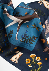 Navy Antelope Silk Pocket Square