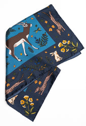 Navy Antelope Silk Pocket Square