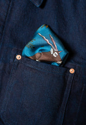 Navy Antelope Silk Pocket Square