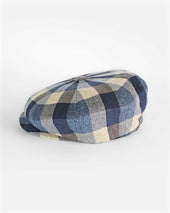 Beige Large Check Cotton Silk Gatsby Cap