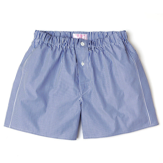Navy Bengal Stripe Cotton Boxer Shorts - Slim Fit