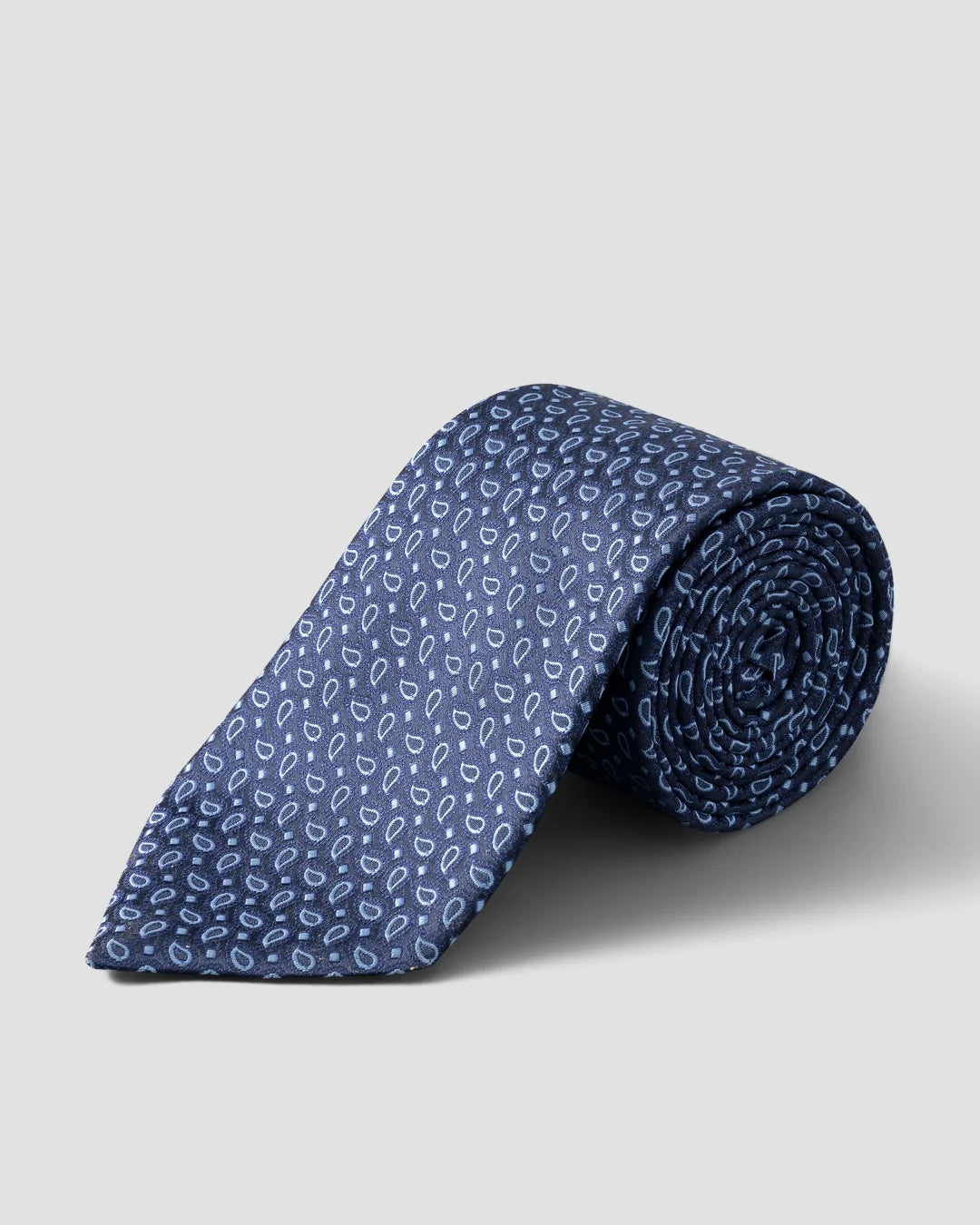Navy Micro Paisley Print Silk Tie