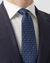 Navy Micro Paisley Print Silk Tie