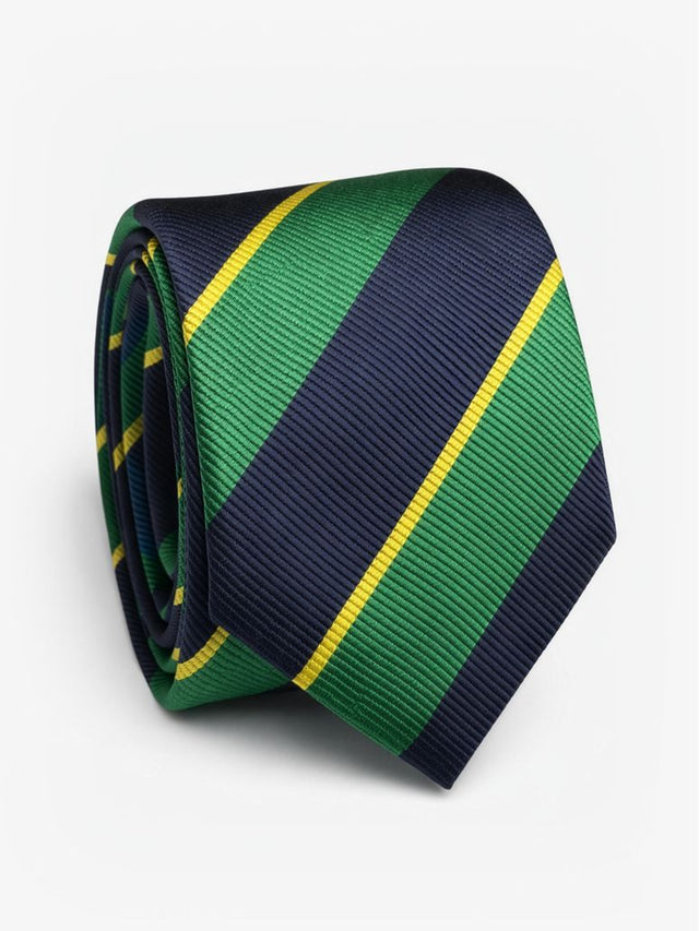 Navy blue and green club tie
