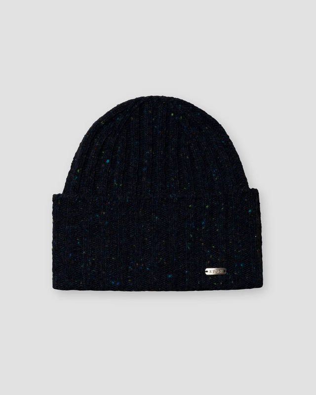 Navy blue Knitted Wool Blend Beanie