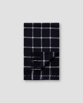 Navy Checked Wool Scarf