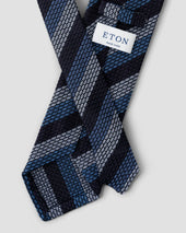 Navy Striped Grenadine Silk Tie