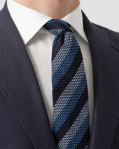 Navy Striped Grenadine Silk Tie