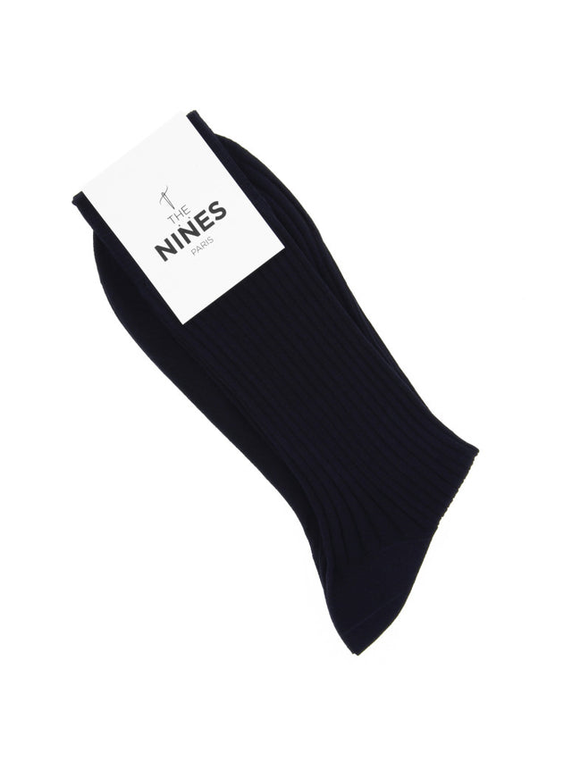 Navy blue cotton lisle socks
