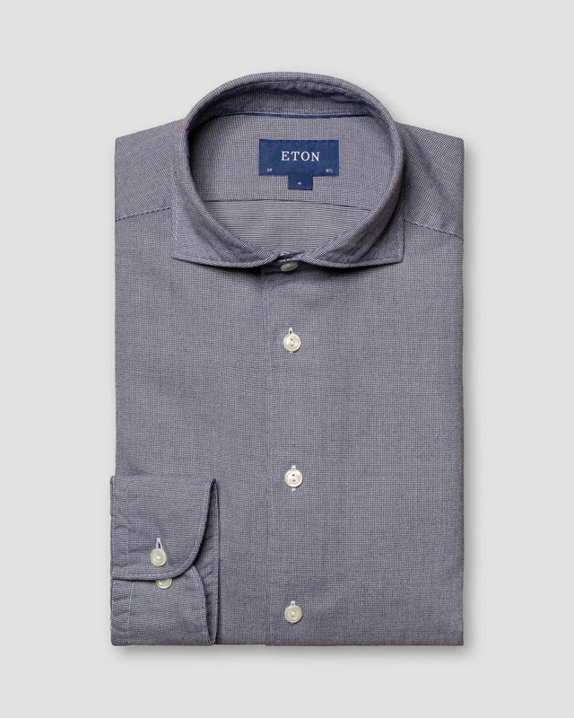 Flanellhemd mit Hahnentrittmuster in Navy - Eton