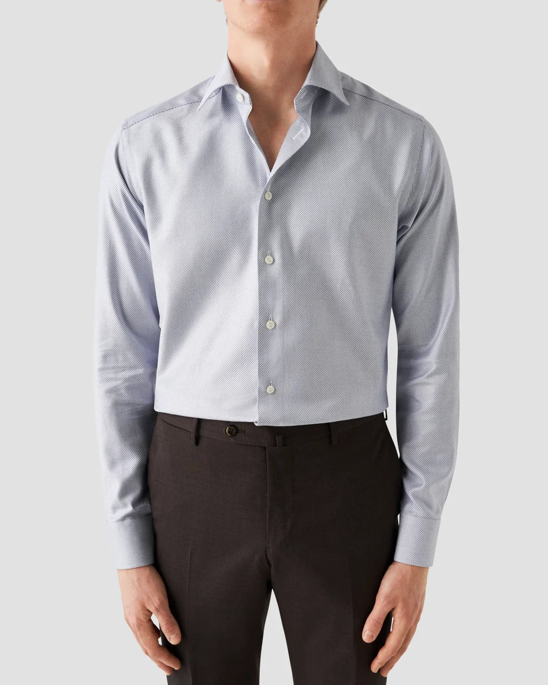 Blue Cotton Tencel Shirt Eton