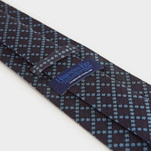 Blue Dainty Floral Check Printed Silk Tie