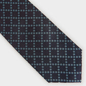 Blue Dainty Floral Check Printed Silk Tie