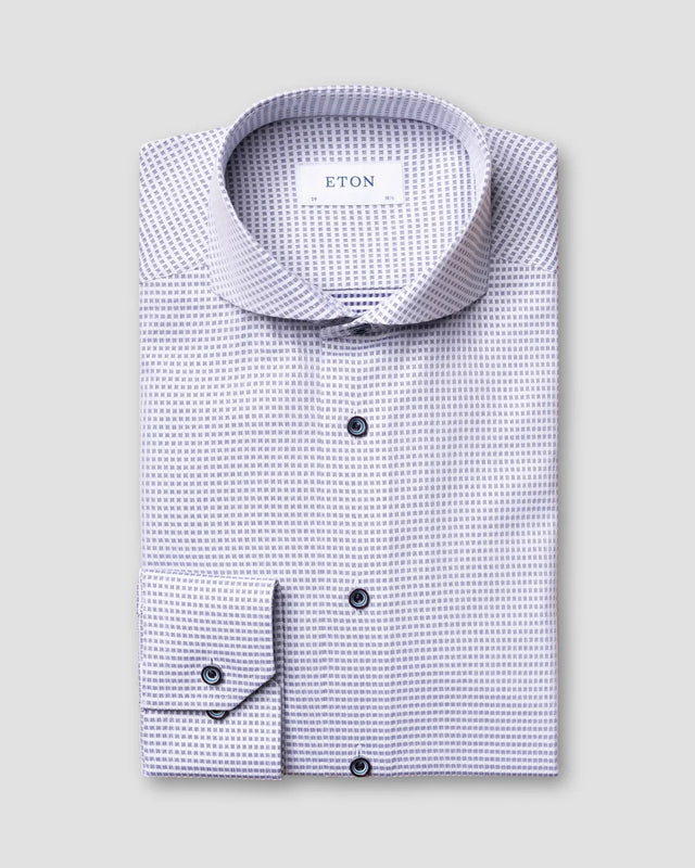 Navy dobby shirt - Eton