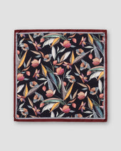 Navy Floral Silk Twill Pocket Square