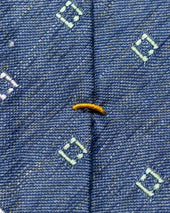 Navy Geometric Silk Linen Tie