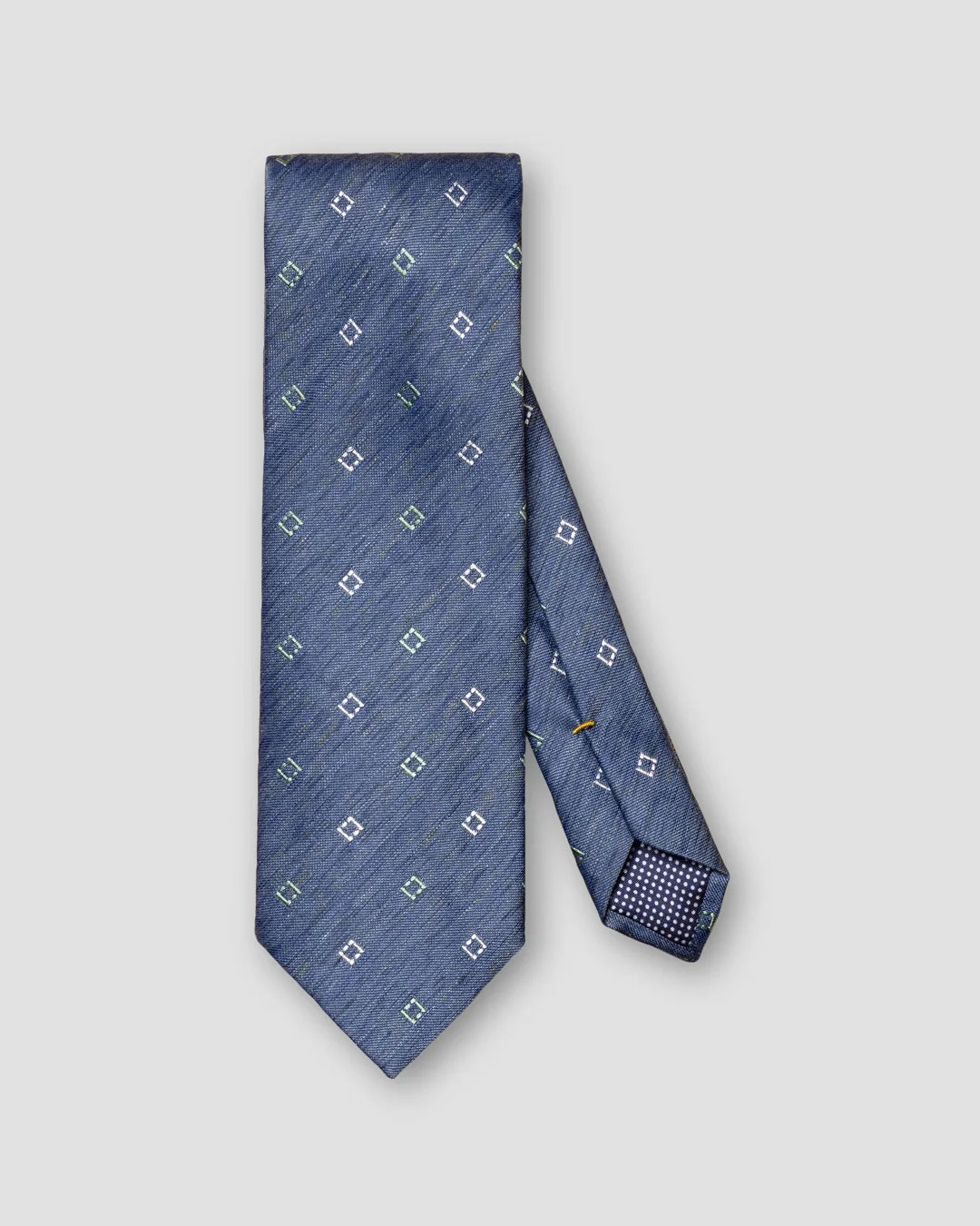 Navy Geometric Silk Linen Tie