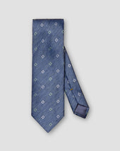 Navy Seiden-Leinen-Krawatte mit geometrischem Muster