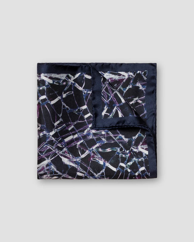Navy Glass Silk Pocket Square