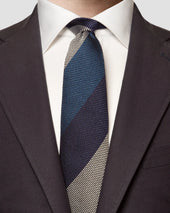 Navy Striped Handmade Grenadine Tie