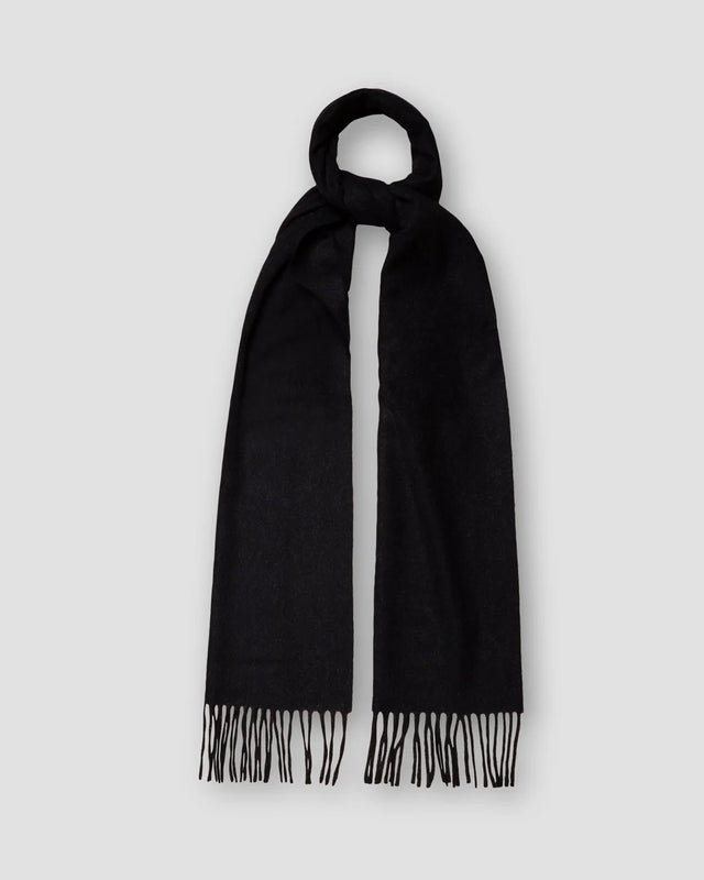 Navy Herringbone Wool Scarf