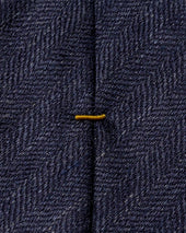 Navy Herringbone Silk Linen Tie