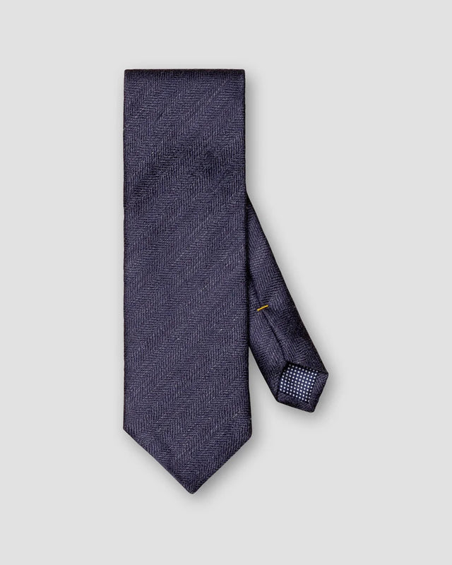 Herringbone-Krawatte aus Seiden-Leinen-Gemisch in Navy