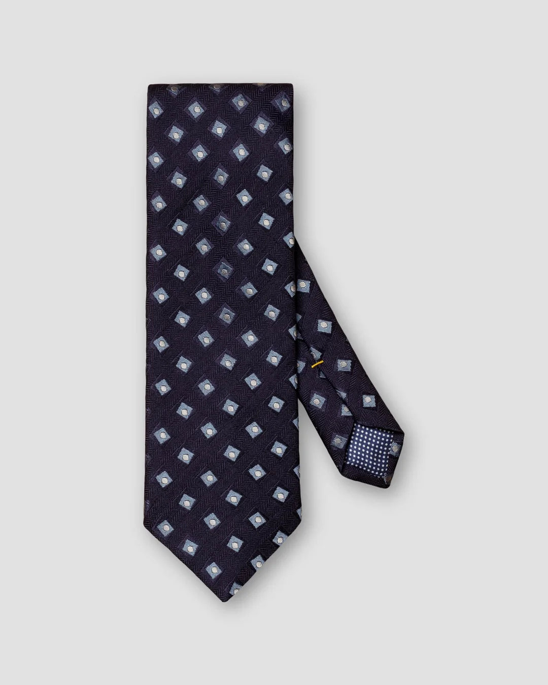Navy Geometric Herringbone Cotton Wool Blend Tie