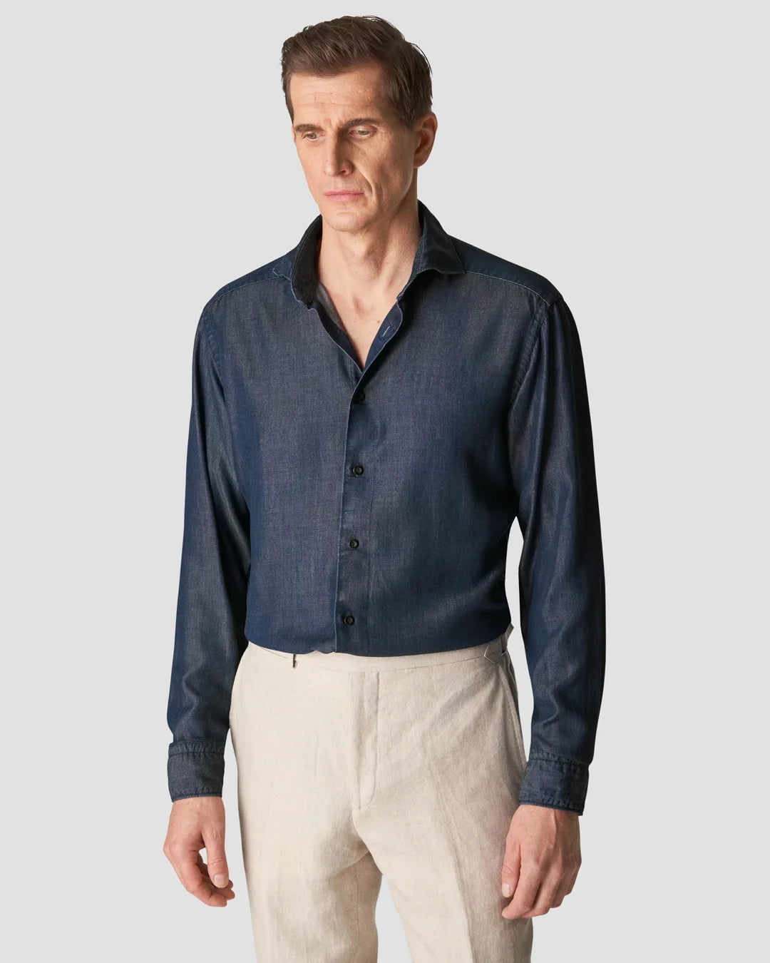 Dark Washed Denim Shirt Eton