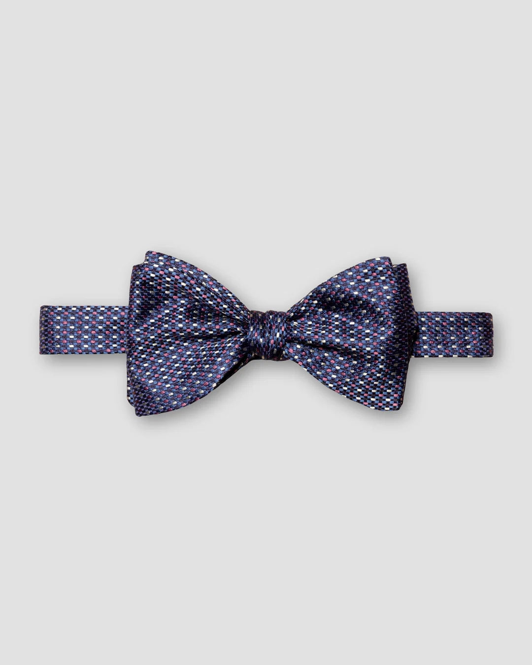 Navy Dotted Silk Bow Tie Ready Tied