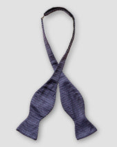 Navy Dotted Silk Bow Tie Ready Tied