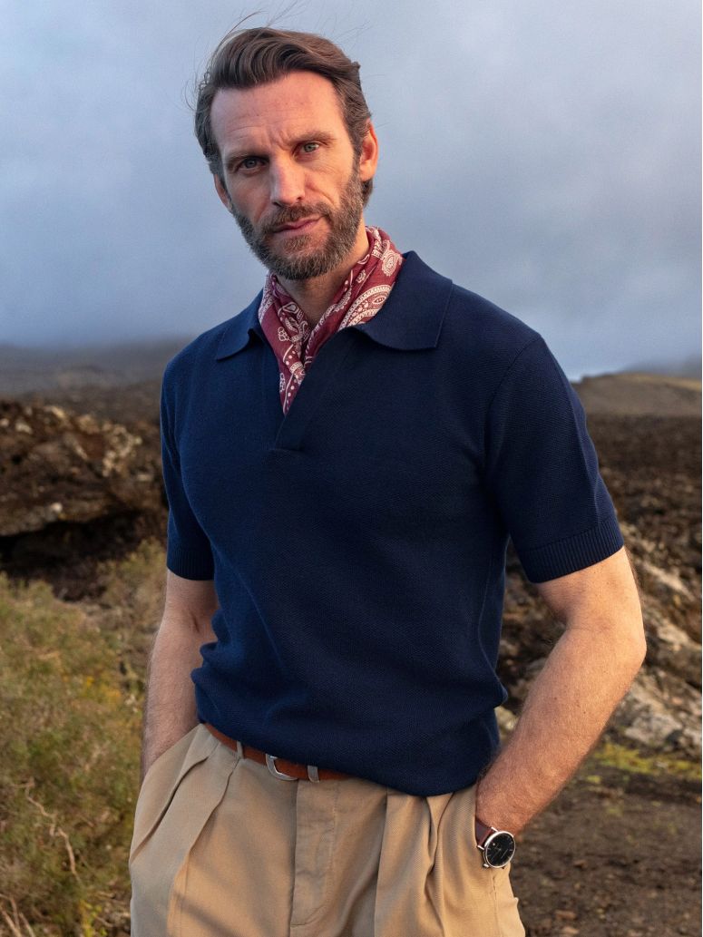 Blue Knit Polo Nazar