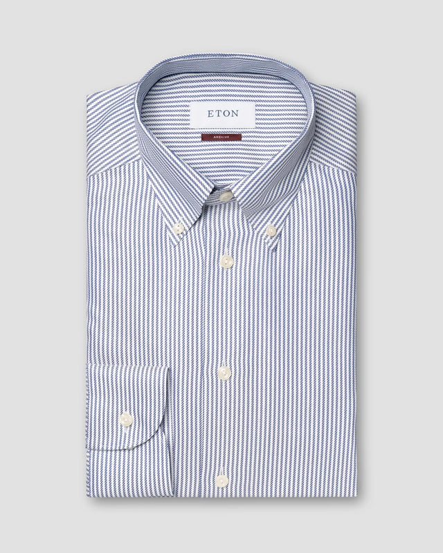 Striped Textured Twill Shirt - Eton