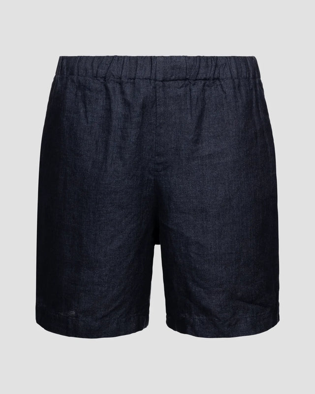 Navy Heavy Linen Shorts - Eton